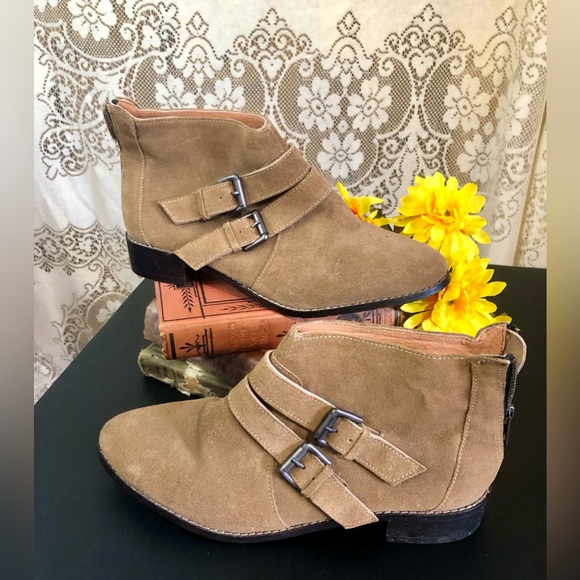 Eight Second Angel Bailey Double Buckle Bootie cowgirl western Boots suede 9.5 - Picture 1 of 9